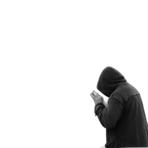jacket, mask, weapon, staff, black, white, photo, person transparent PNG cut-out