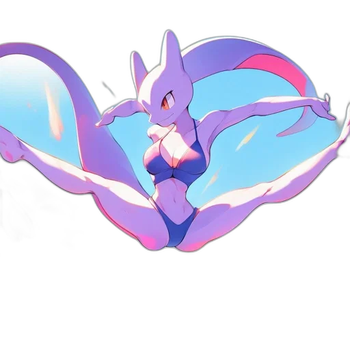 dragon, creature, animal, staff, concept art, vaporwave, anime, watercolor transparent PNG cut-out