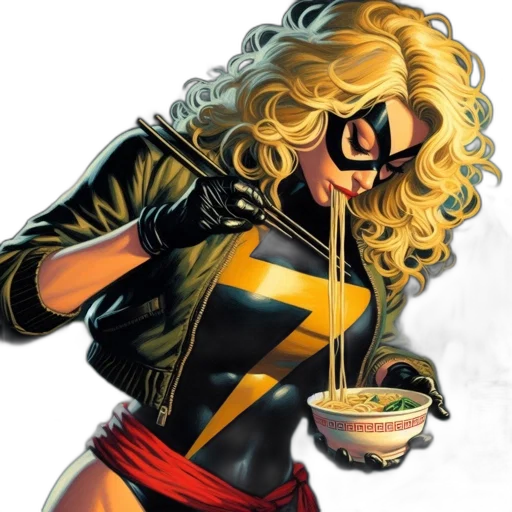 comic book art, concept art, cartoon, golden, female, superhero, marvel, eats transparent PNG cut-out