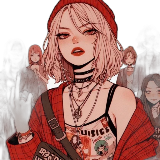 jacket, comic book art, concept art, cyberpunk, pixel art, fire, neon lights, red transparent PNG cut-out