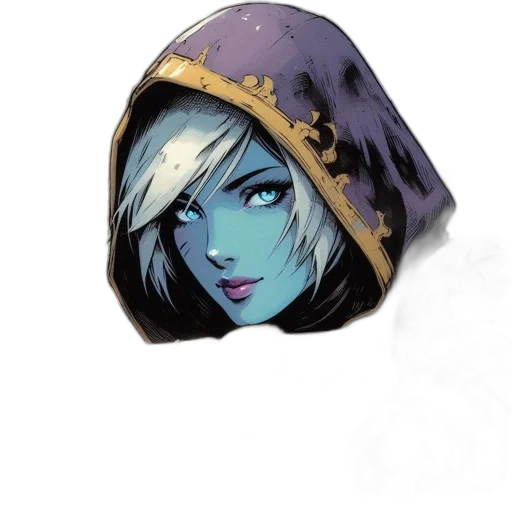 hat, mask, face, crown, comic book art, concept art, fantasy art, watercolor transparent PNG cut-out