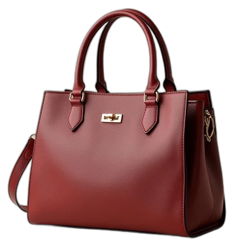 photorealistic, red, earth tones, newest, korean, women, fashion, handbag transparent PNG cut-out