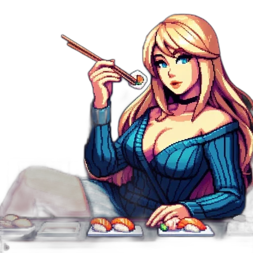 food, dress, pixel art, concept art, vaporwave, fantasy art, neon lights, fire transparent PNG cut-out