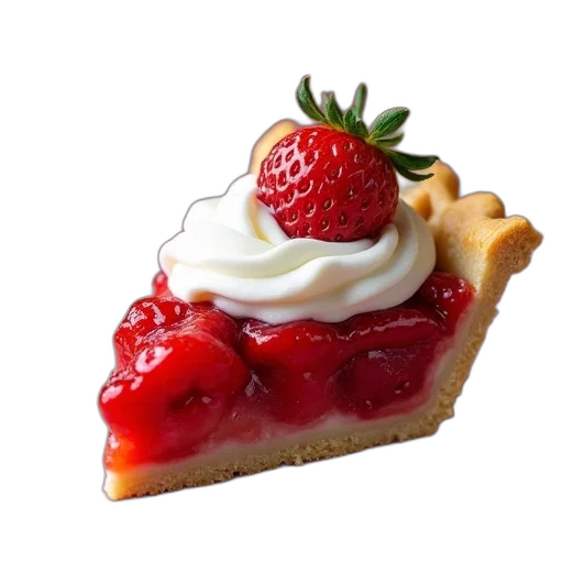 food, crown, photorealistic, 3d render, slice, strawberry, pie, whipped transparent PNG cut-out