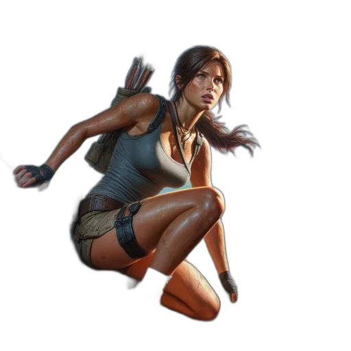 concept art, comic book art, fantasy art, photorealistic, female, archer, survival, gear transparent PNG cut-out