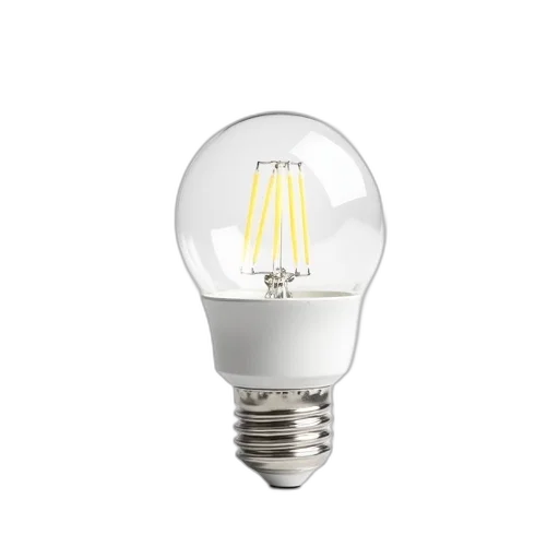3d render, white, led, light, bulb, silver, base, clear transparent PNG cut-out
