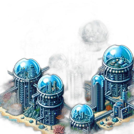 building, robot, concept art, 3d render, pixel art, fantasy art, fog, outer space transparent PNG cut-out