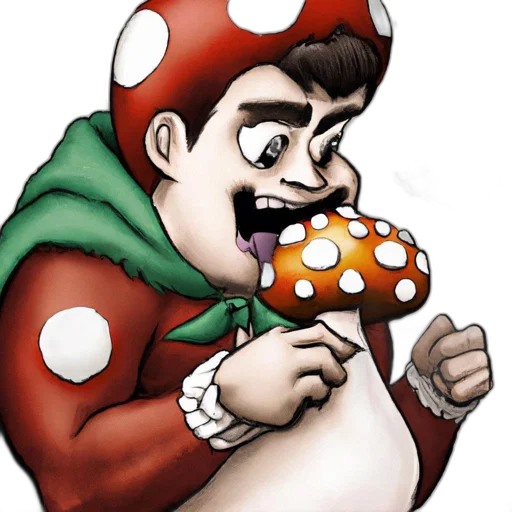 food, creature, animal, concept art, cartoon, photorealistic, comic book art, mario transparent PNG cut-out