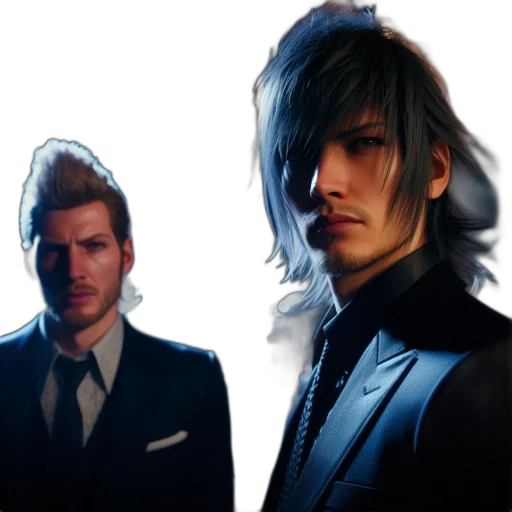 concept art, photorealistic, fantasy art, 3d render, blue, two, men, suits transparent PNG cut-out