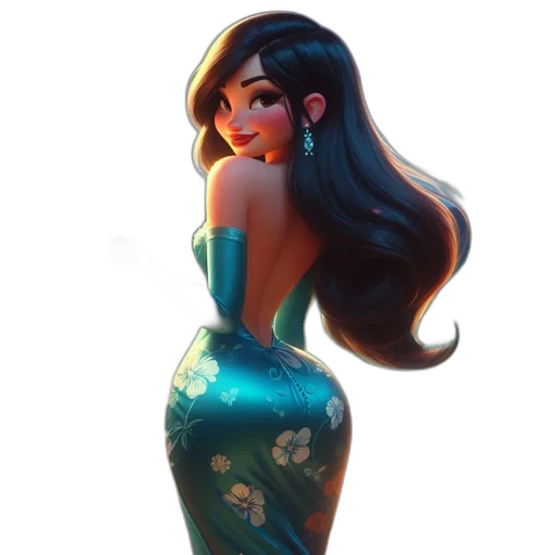 dress, crown, concept art, fantasy art, cartoon, 3d render, underwater, woman transparent PNG cut-out