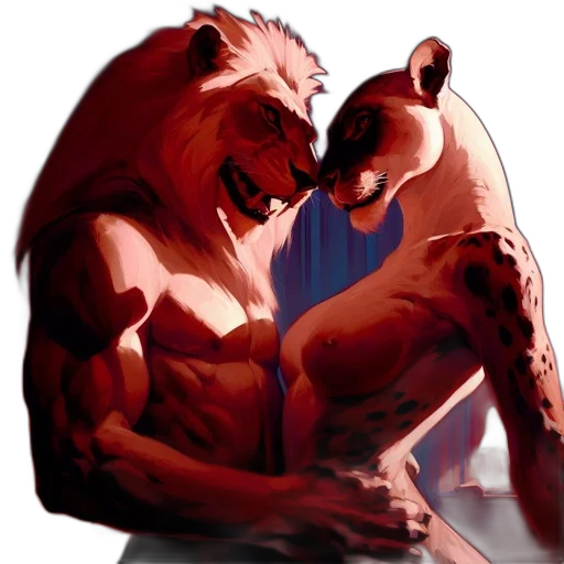 animal, concept art, comic book art, photorealistic, fantasy art, fire, red, two transparent PNG cut-out