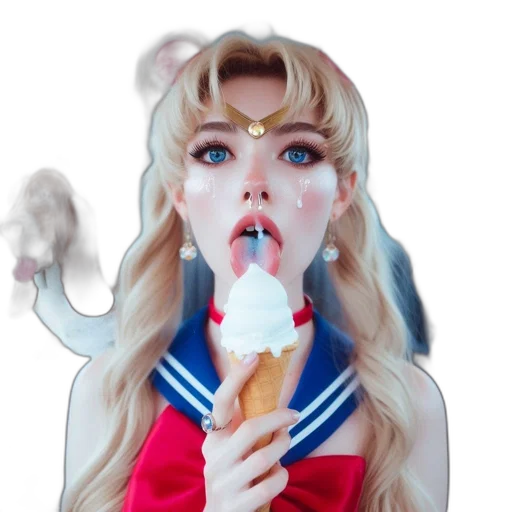 food, staff, creature, face, vaporwave, 3d render, anime, concept art transparent PNG cut-out