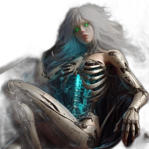 robot, jewelry, mask, dress, fantasy art, concept art, cyberpunk, comic book art transparent PNG cut-out