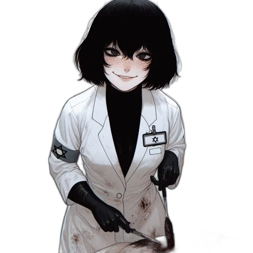 staff, jacket, face, mask, anime, concept art, comic book art, cartoon transparent PNG cut-out