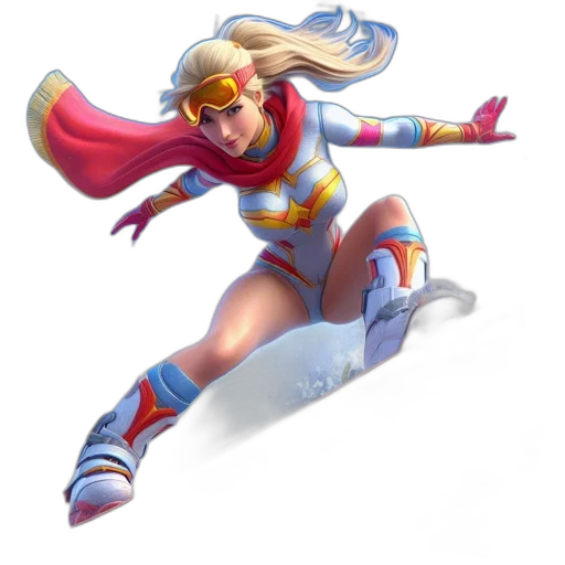 concept art, comic book art, fantasy art, 3d render, animated, woman, red, white transparent PNG cut-out