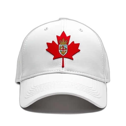 hat, crown, white, baseball, cap, red, maple, leaf transparent PNG cut-out
