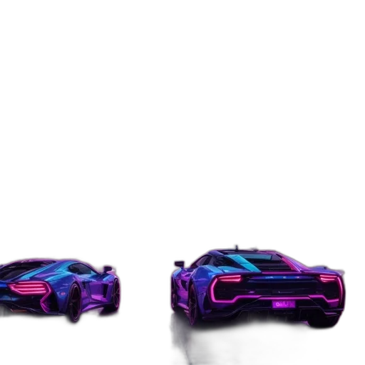 car, weapon, concept art, 3d render, vaporwave, cyberpunk, neon lights, neon transparent PNG cut-out