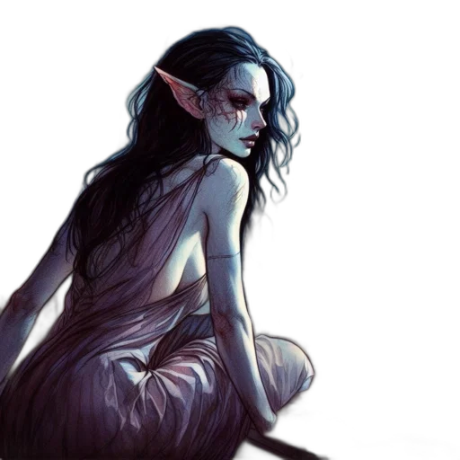 creature, fantasy art, concept art, watercolor, comic book art, dark, blue, pastel transparent PNG cut-out