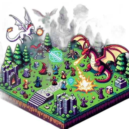 dragon, pixel art, concept art, fantasy art, 3d render, fire, fog, forest transparent PNG cut-out