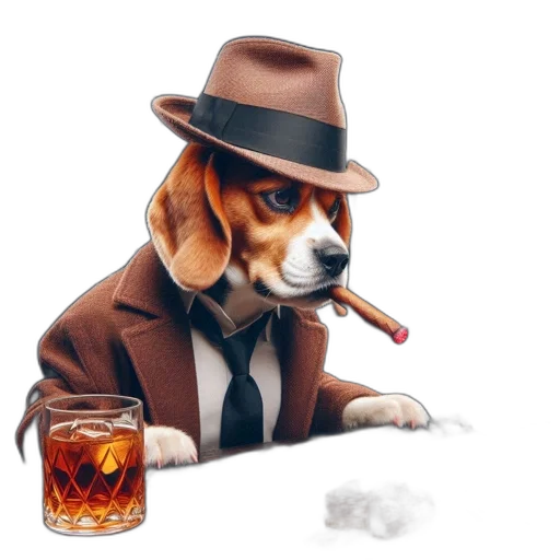 animal, hat, jacket, staff, photorealistic, oil painting, concept art, cartoon transparent PNG cut-out