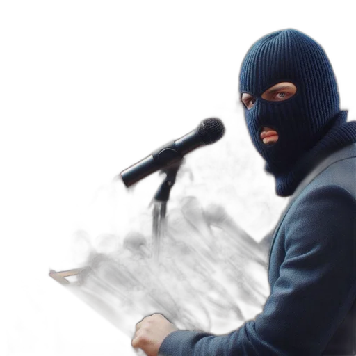 mask, jacket, weapon, face, concept art, photorealistic, outdoor, crowd transparent PNG cut-out