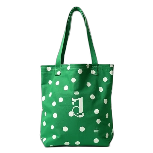 green, polka, dot, canvas, tote, bag, white, logo transparent PNG cut-out