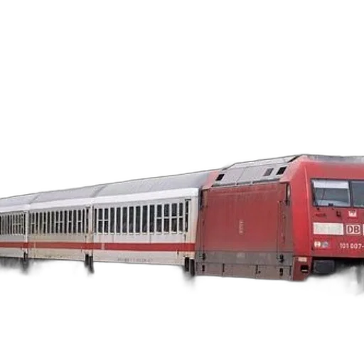 3d render, red, train, number, 101, 007, side, traveling transparent PNG cut-out