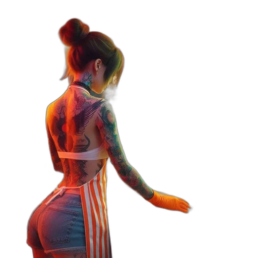 dress, jacket, concept art, cyberpunk, 3d render, watercolor, neon lights, neon transparent PNG cut-out