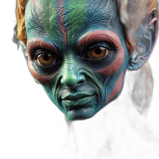 mask, face, creature, staff, photorealistic, concept art, fantasy art, 3d render transparent PNG cut-out