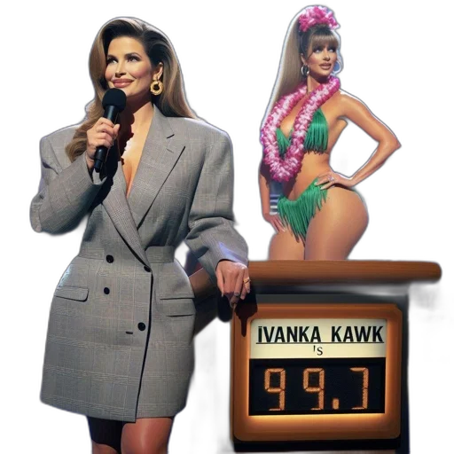 vaporwave, two, women, stand, stage, microphone, podium, one transparent PNG cut-out