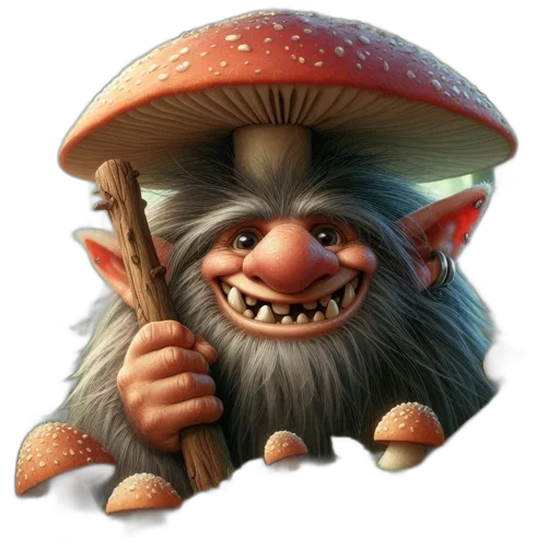 staff, animal, creature, hat, concept art, fantasy art, 3d render, photorealistic transparent PNG cut-out