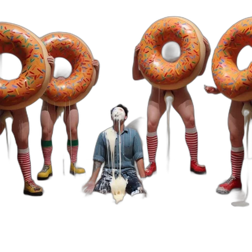 food, concept art, 3d render, fantasy art, photorealistic, four, people, hold transparent PNG cut-out