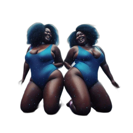 dress, concept art, 3d render, watercolor, pixel art, blue, two, women transparent PNG cut-out