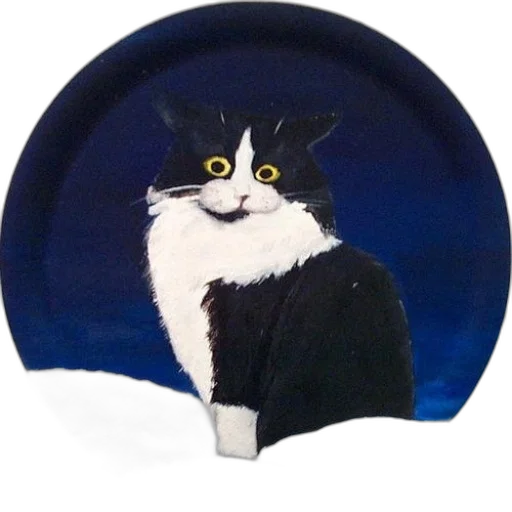hat, staff, animal, oil painting, black, white, cat, yellow transparent PNG cut-out