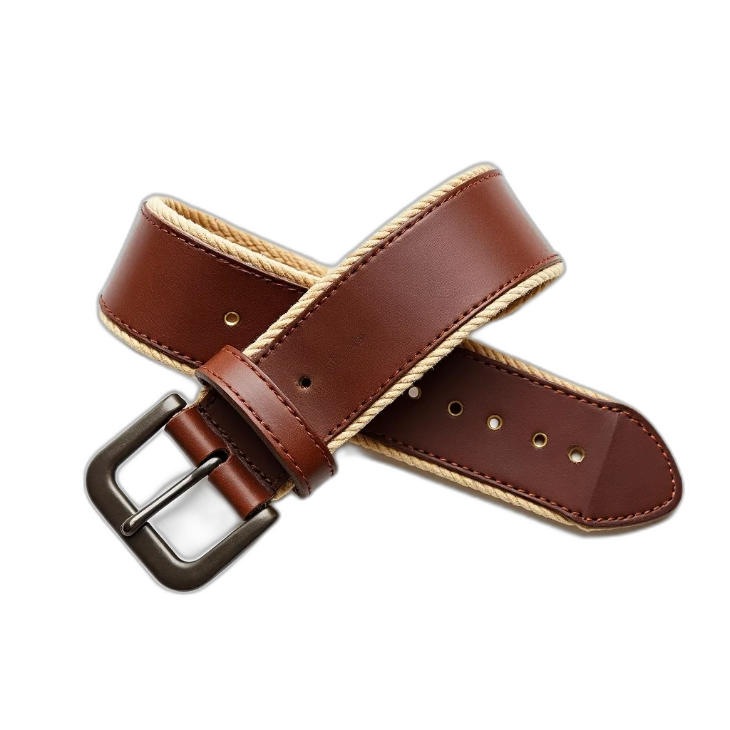 jewelry, 3d render, brown, leather, belt, textured, surface, visible transparent PNG cut-out