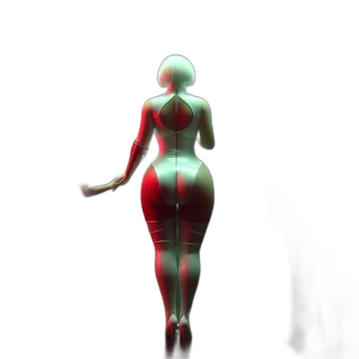 dress, robot, creature, staff, 3d render, concept art, vaporwave, cyberpunk transparent PNG cut-out