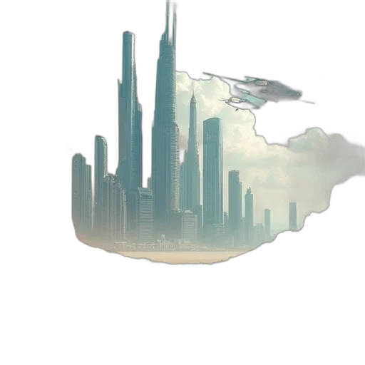 dragon, building, concept art, fantasy art, 3d render, vaporwave, fog, outer space transparent PNG cut-out