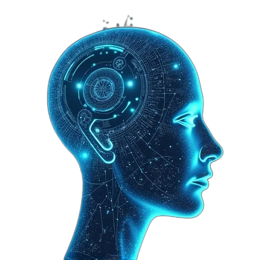 robot, face, crown, concept art, cyberpunk, 3d render, tech, automation transparent PNG cut-out