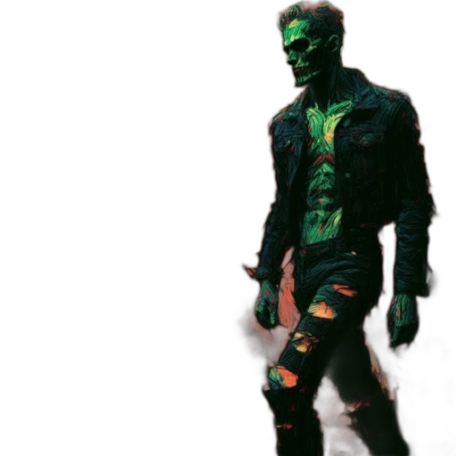 creature, jacket, mask, animal, concept art, cyberpunk, 3d render, comic book art transparent PNG cut-out