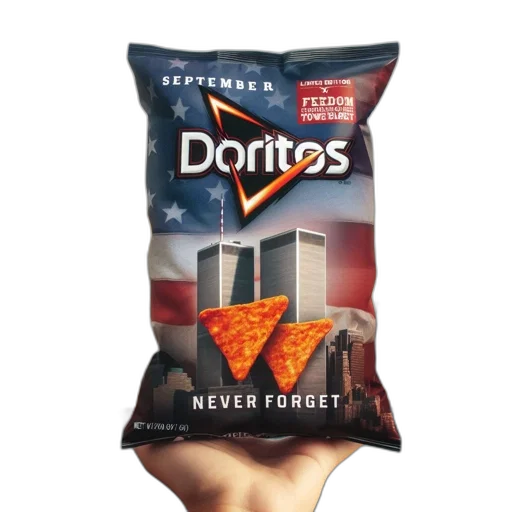 food, weapon, 3d render, photorealistic, vaporwave, doritos, bag, september transparent PNG cut-out
