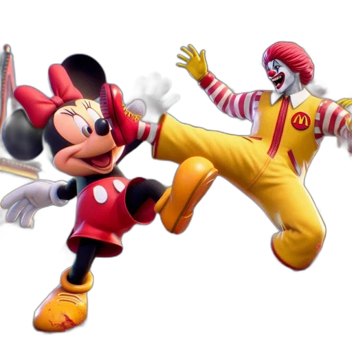 3d render, concept art, photorealistic, animated, scene, minnie, mouse, ronald transparent PNG cut-out
