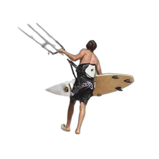 weapon, 3d render, concept art, person, black, shorts, holds, kiteboarding transparent PNG cut-out