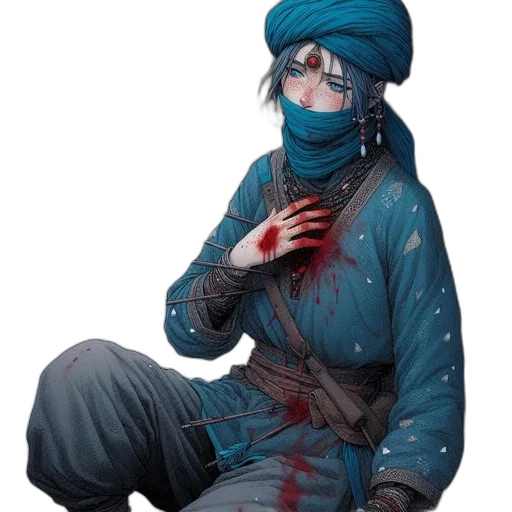 weapon, face, mask, staff, concept art, cyberpunk, pixel art, comic book art transparent PNG cut-out