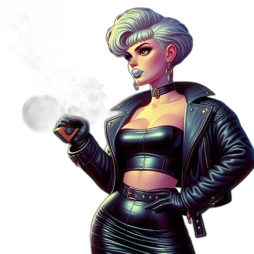 jacket, robot, staff, weapon, cyberpunk, concept art, comic book art, fantasy art transparent PNG cut-out