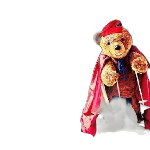 3d render, teddy, bear, dressed, santa, claus, stands, outside transparent PNG cut-out
