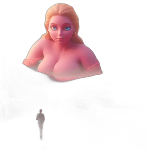 creature, face, robot, dress, concept art, 3d render, vaporwave, fantasy art transparent PNG cut-out