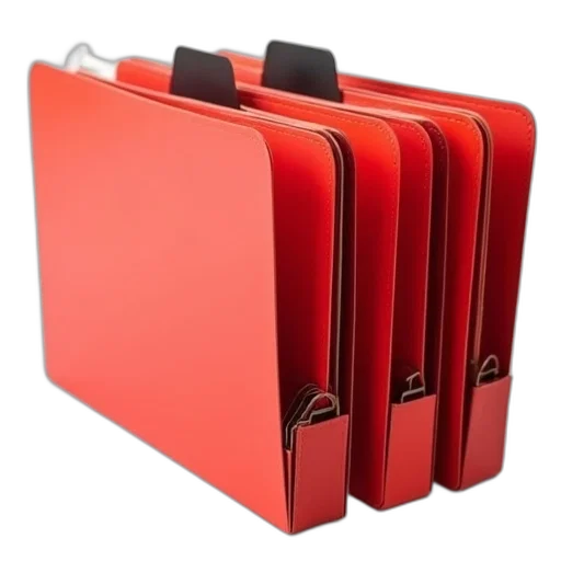 red, stack, three, file, folders, brown, edges, black transparent PNG cut-out