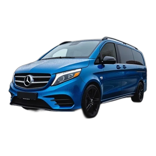 car, 3d render, photorealistic, blue, mercedes, class, minivan, parking transparent PNG cut-out