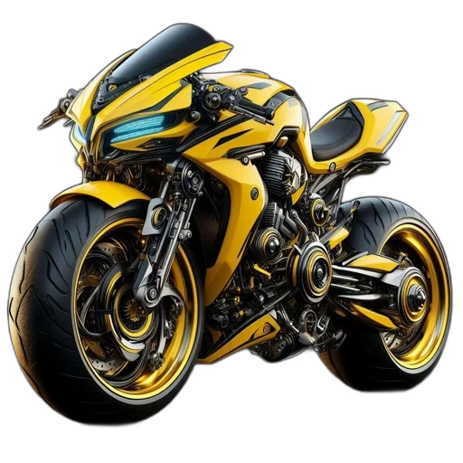 photorealistic, concept art, 3d render, comic book art, stylized, futuristic, motorcycle, sleek transparent PNG cut-out