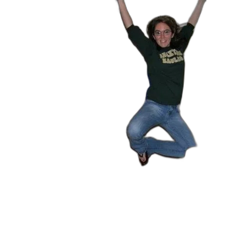 staff, creature, animal, 3d render, person, green, shirt, jumping transparent PNG cut-out